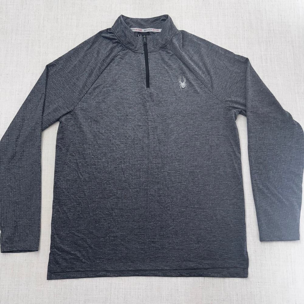 Spyder Mens‎ ProW-B Quarter Zip Pullover Gray Heather Active Top Large